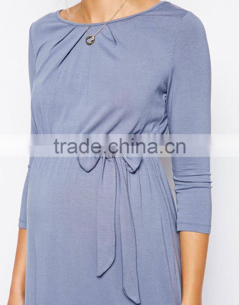Maternity Exclusive Kate Dress With Belt And Scoop Neck With 3/4 Sleeve