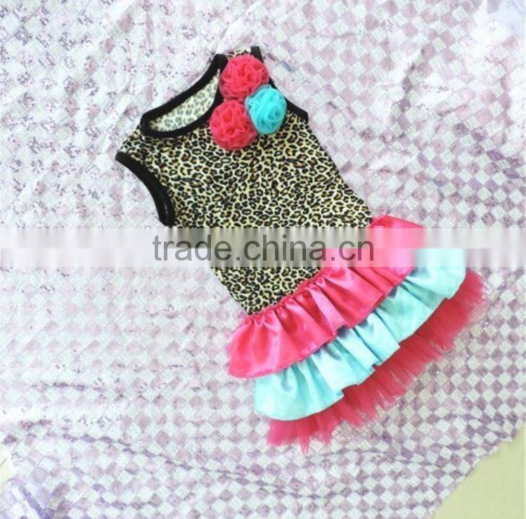 Pernickety boutique fashion lepord prints flower top baby girls clothes organic cotton ruffled infant toddler girls clothing