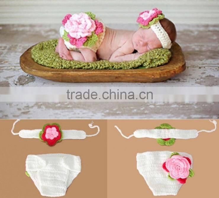 2016 newborn hat cute baby handmade kitted hair band and hats
