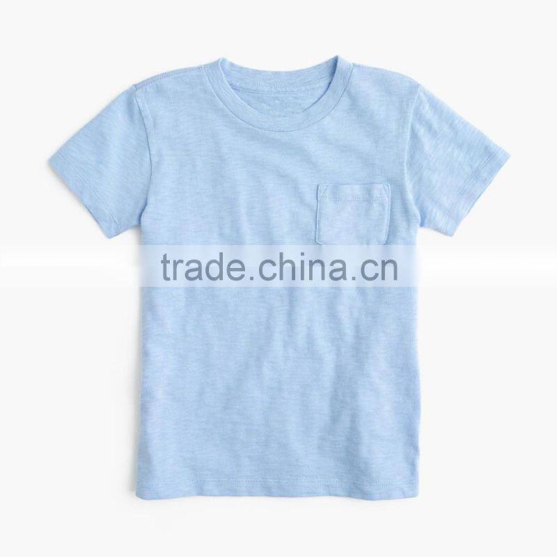 Wholesale comfortable custom design baby clothes 2017 Boys' slub pocket T-shirt new style plain children clothing