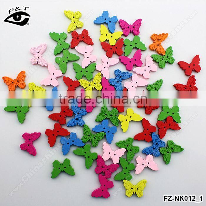 18x24mm butterfly shaped wood buttons colorful buttons for clothing craft diy decoration