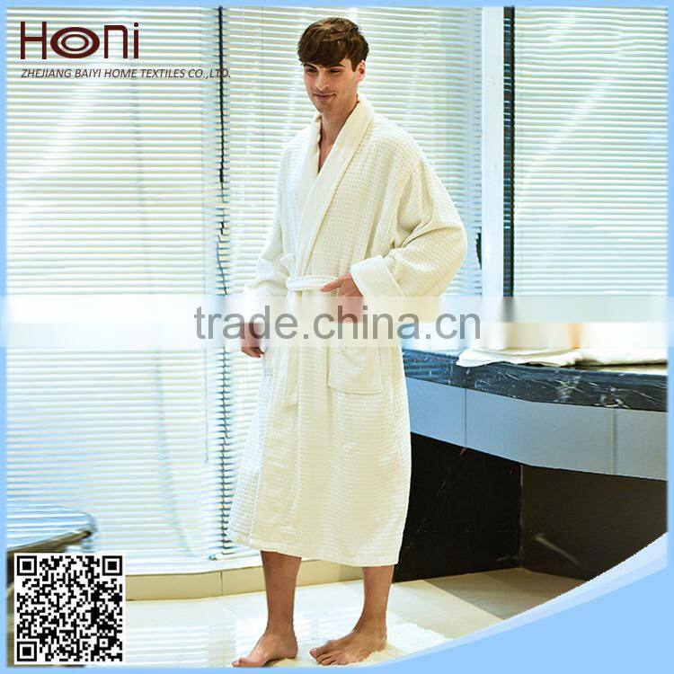 China Supplier White Hotel Waffle Men Bathrobe