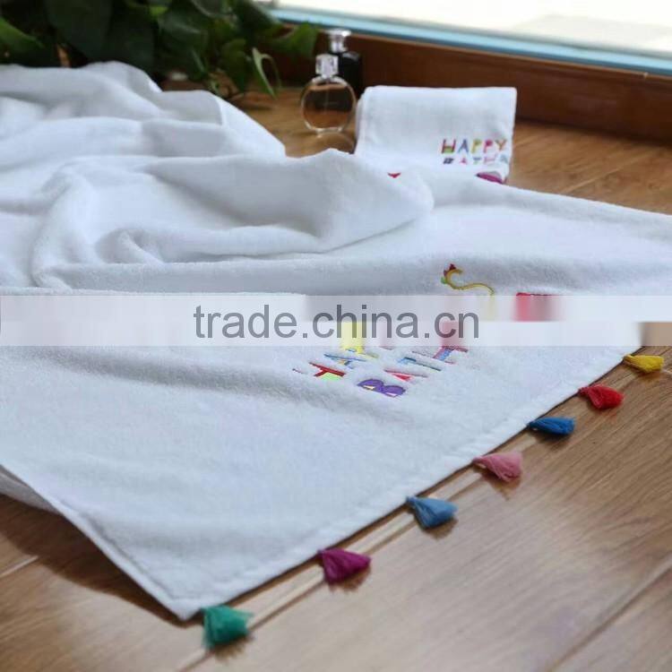 Gift set promotional cotton towel with tassle luxury gift set