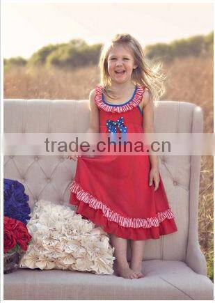 Best seller 2014 July 4th chevron patrotic girls smock dress design American bday dress little girls dress fashion design
