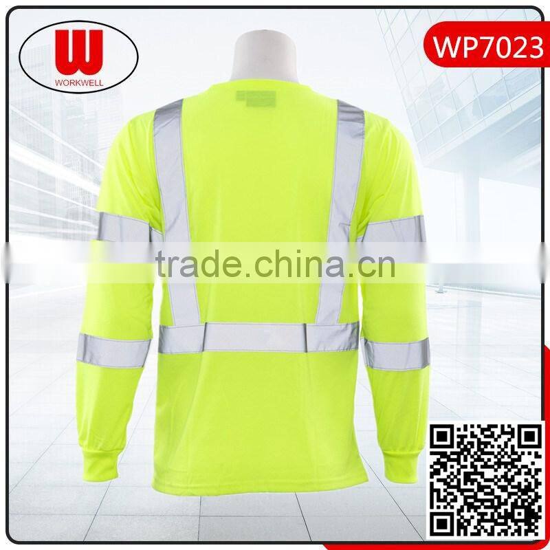 Long sleeve hi-vis safety reflective t-shirt