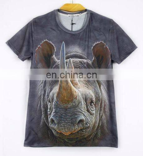Mens Summer Clothing 3D Animal Print Round Top T-Shirt Graphic Casual Tee Blouse