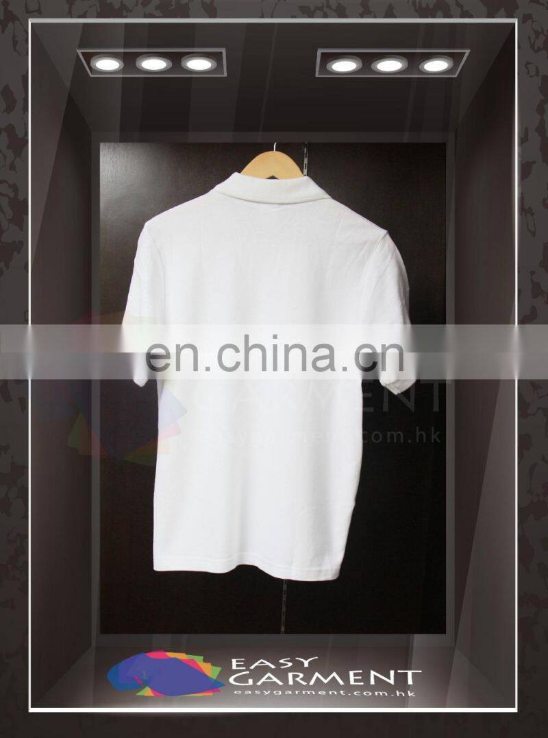 OEM ODM manufacturers Promotional Logo Printing CVC Short Sleeves men White Polo