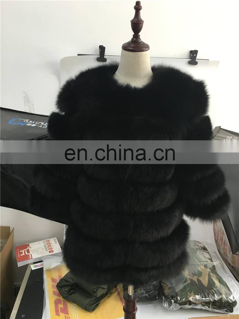 Real Fox Fur Jacket Fashionable Dyed Colour Real Fur Coat Wholesale