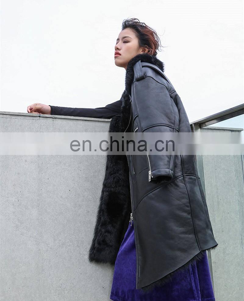 Real Sheep Fur Spring Tuscan Leather Jacket Long Sleeve Genuine Leather Jacket