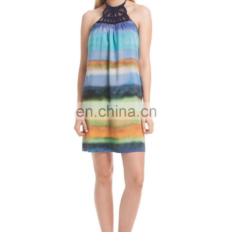 Customized Rainbow design beach dress digital printed sarong for beach wear