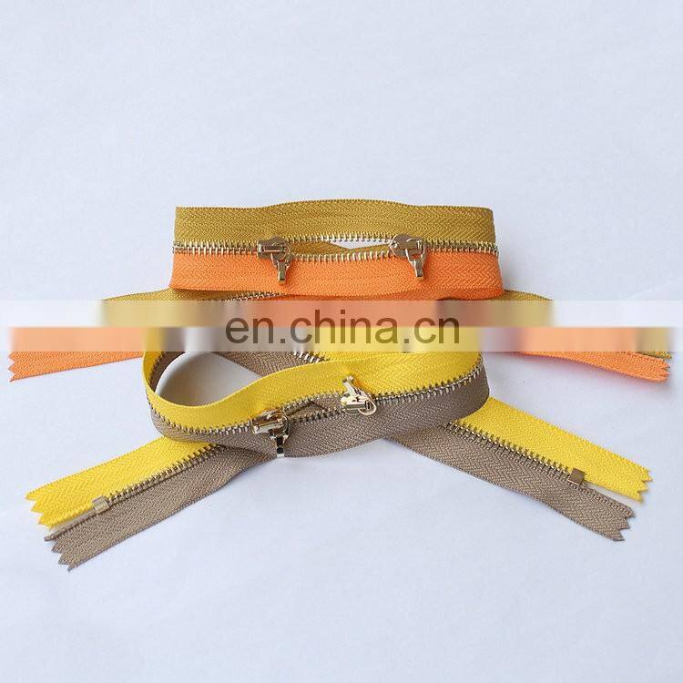 Color Blocking Golden Brass Two Sided Zipper
