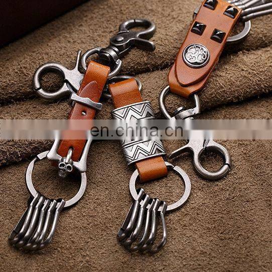 2015 NEW DESIGN RETRO VINTAGE RIVET LEATHER KEYCHAINS