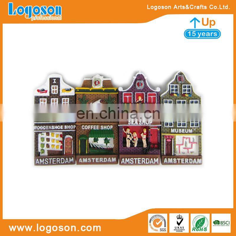 House shape with flower souvenir promotion custom resin fridge magnet