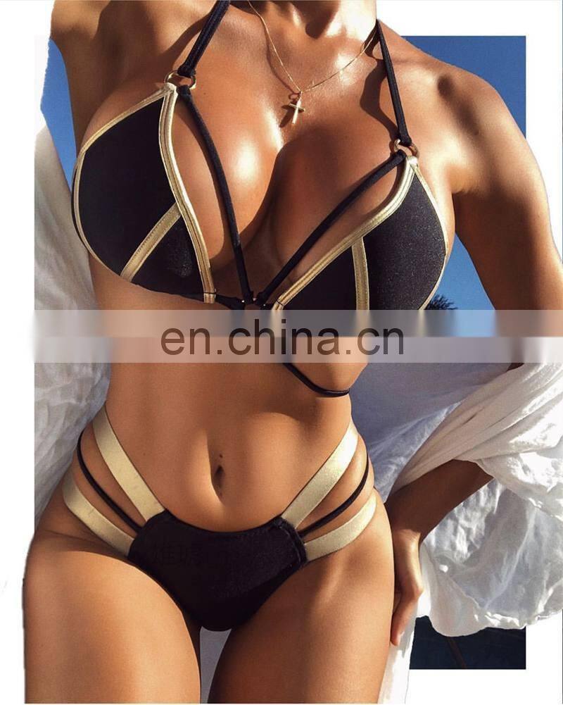 2019 New Bikinis Set Women Swimwear Push Up Pad Bikinis Bronzing Solid Swimsuit Strapless Women Beachwear Bathing Suits