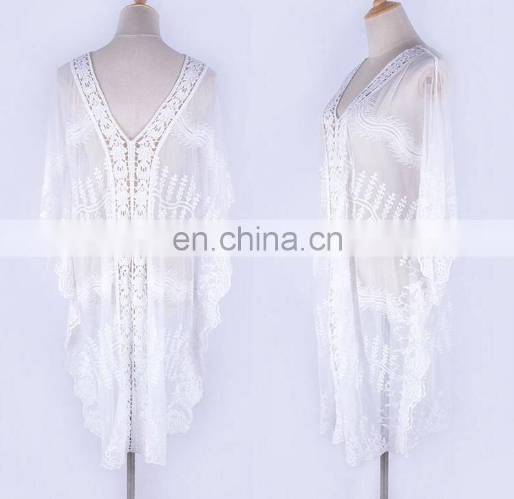 Plus size Mesh Cover up Beach Sarong Bathing suit Cover ups Embroidery Beachwear Ropa de Playa Mujer Beach Tunic Pareo de Plage