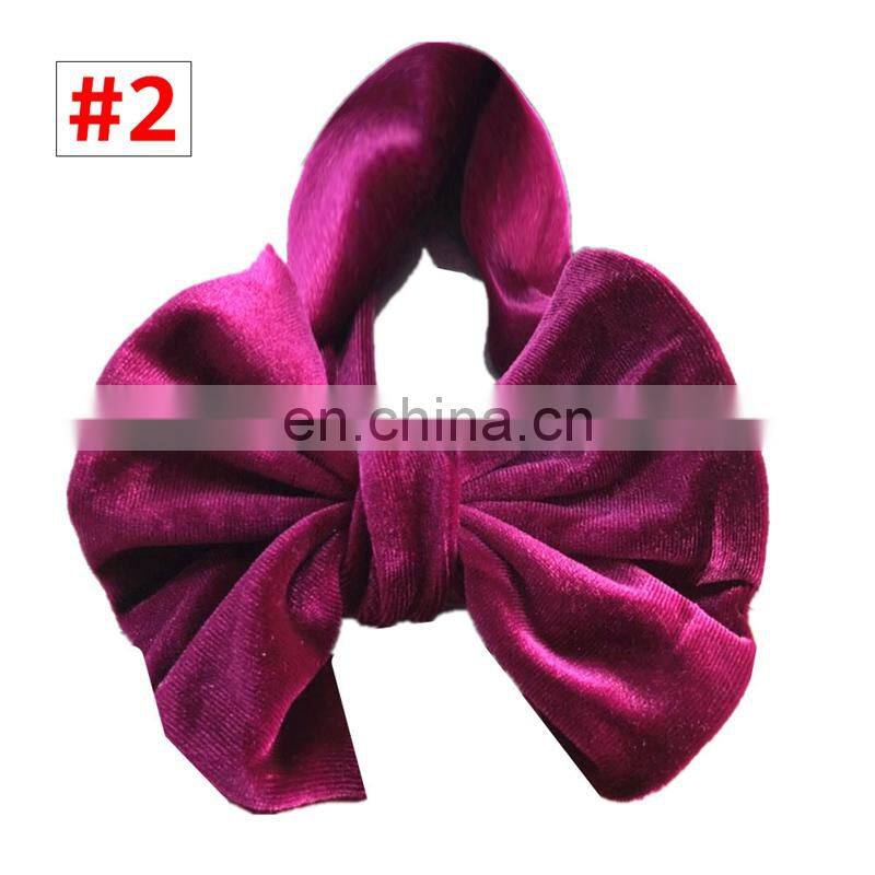 11Colors Girl Pleuche Headband Kids Solid Color hairband with big bow