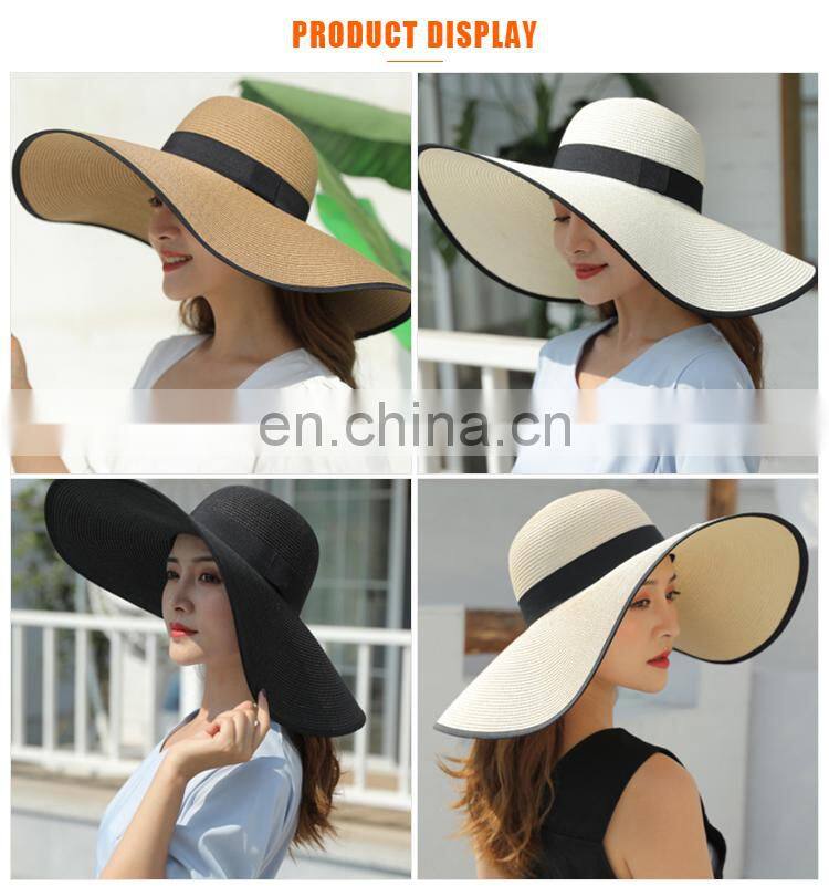 Large-brimmed straw  female summer sunscreen holiday seaside beach foldable sun hat