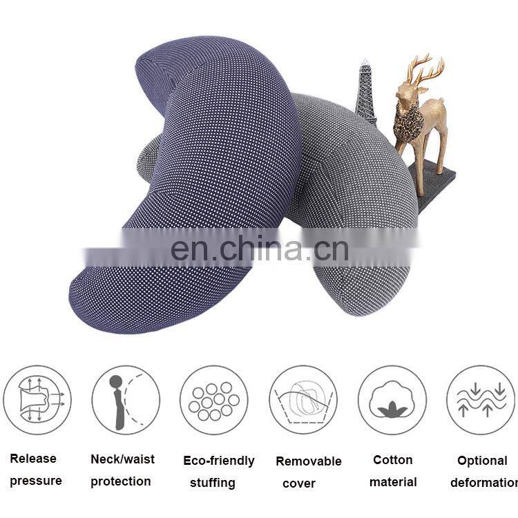 Factory price grey C shape multi functional waist cushion pillow with food grade Polystyrene filling