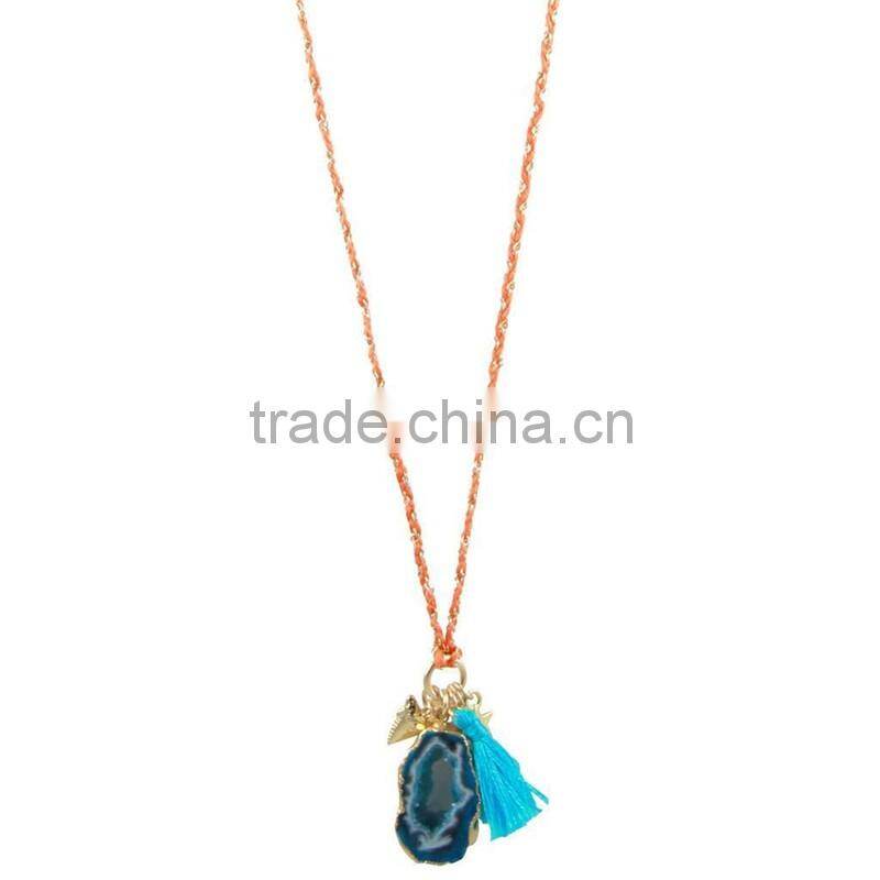 DY103 2016 wholesale feather tassel bead necklace