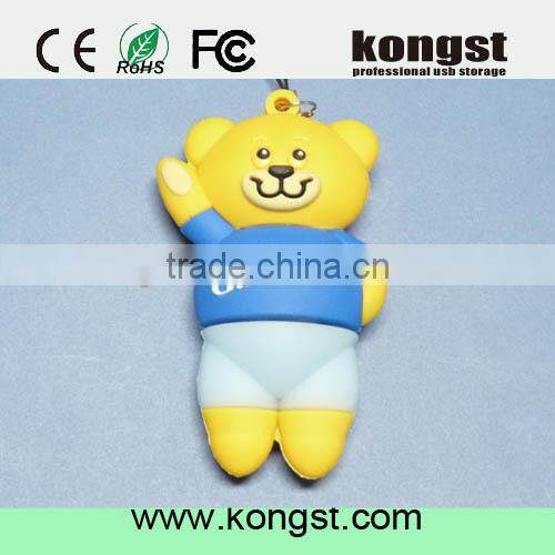 Factory price PVC USB, cartoon bear usb flash drive 8gb bear PVC usb with various customize Logo