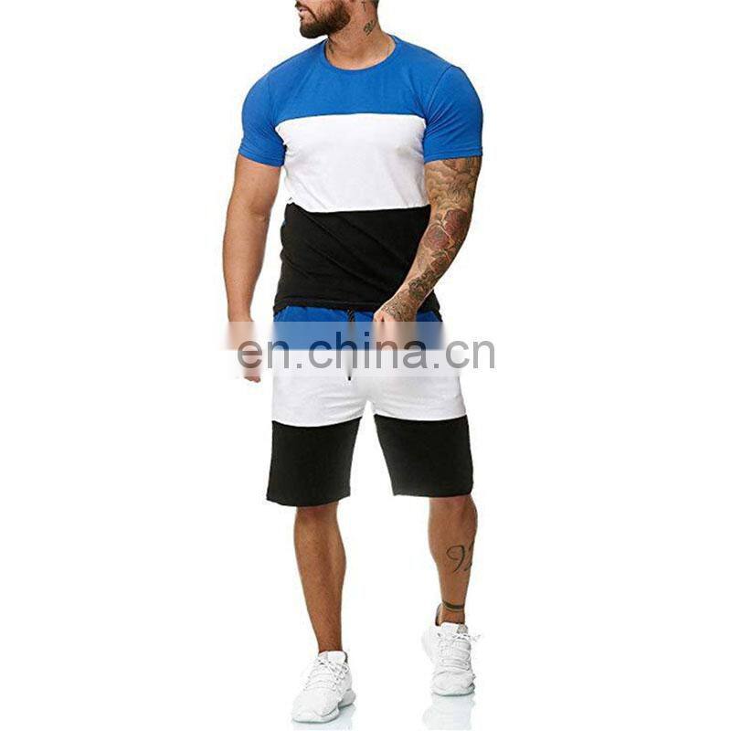 Summer new loose short-sleeved suit manufacturers wholesale sports and leisure color matching large size men's suits