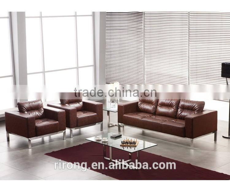 Low back sofa cushion and stainless steel feet violino leather sofa jitem 8039