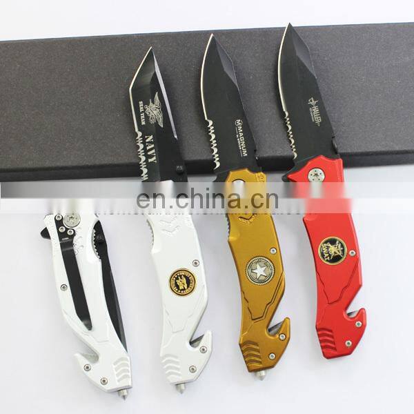 8 Inch Stainless Steel Rescue Pocket Knife With Aluminum Handle