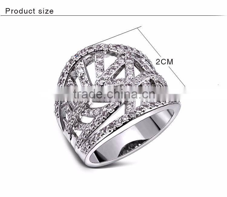 New Design Leaf Shape 2-Tone Inlay Jewelry Luxury Cocktail Party Ring Bijoux
