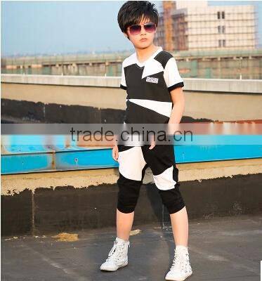 2015 boy Sports Wear Plain T-Shirt and Sport strip Pants / Wholesale Clothing Made in China Jiangxi
