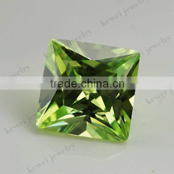 Wholesale jewelry Apple Green Square Princess Cut Cubic Zirconia
