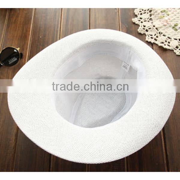 Promotion cheap plain wholesale straw cowboy hats ladies straw hats Beach shading Unisex cowboy straw hat