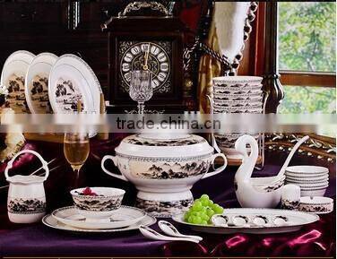 56 pcs Useful Ceramic Round Dinner Plate