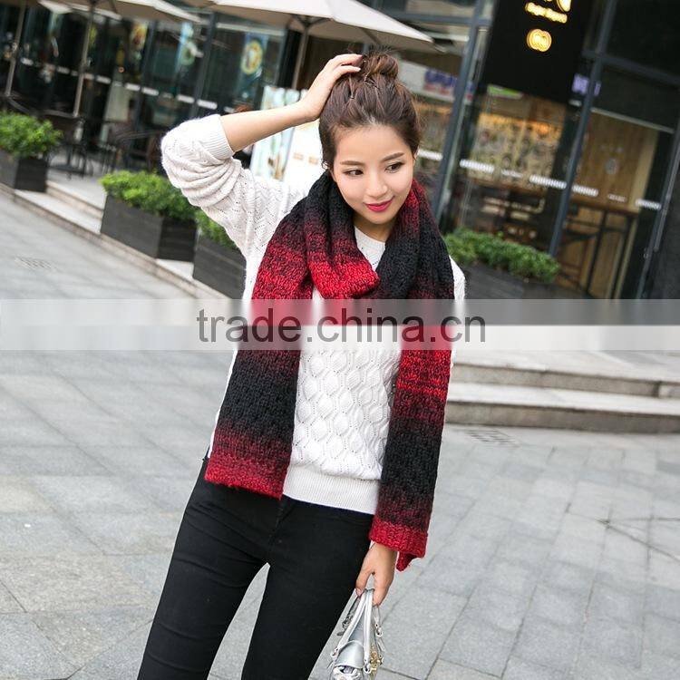 Korea Fashion Ladies Long Acrylic Knit Gradient Scarf