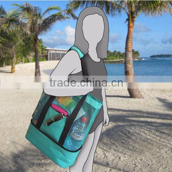 Mesh Tote beach bags women with Insulated Picnic Cooler Large