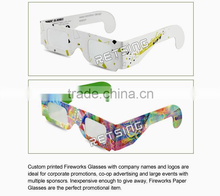 Paper fireworks diffraction glasses used for festival and party for fun