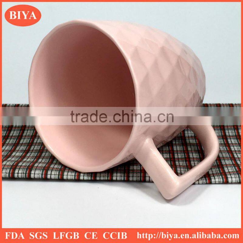 hot pink coffee mug color mud soil porcelain cup dinner ceramic mug bump carving sculpture new design with handle bringt