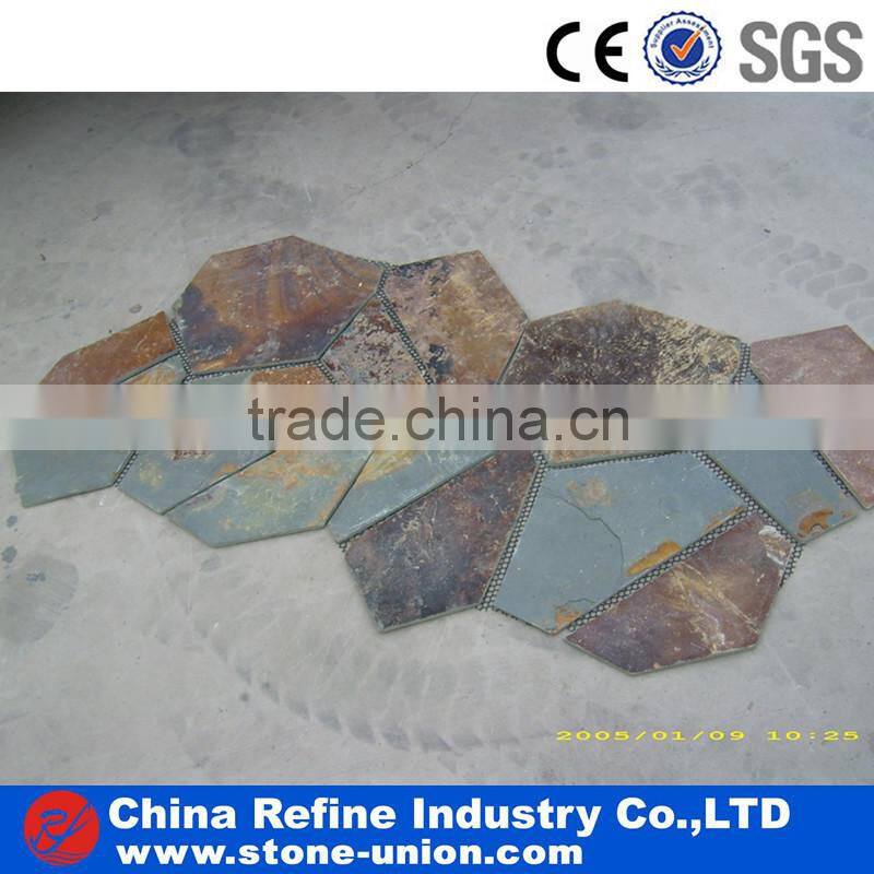Beige slate decorated tiles