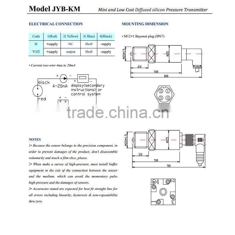 JYB-KO-M Mini and Low Cost Pressure Transmitter
