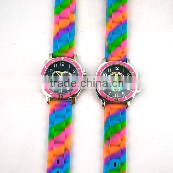 2015 Rainbow silicone watchband Popular design Watch silicone Top brand