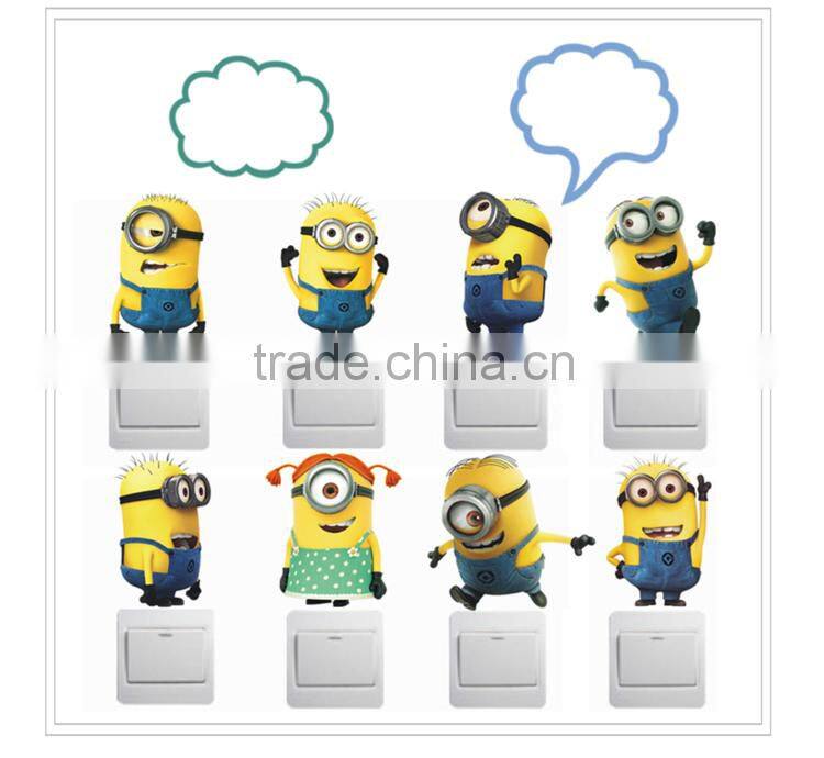 DESPICABLE ME 2 Wall Switch Stickers Vinyl Art decals MINIONS Removable 3D WALL DECALS Stickers Kids Room Decor
