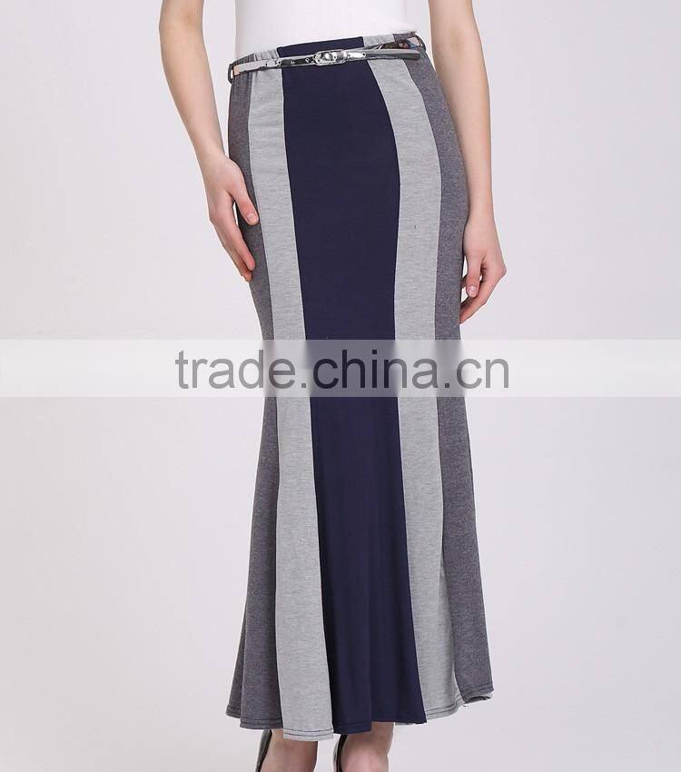 Color Block Long Maxi Skirt Muslim 2016 Fashion Summer Skirt