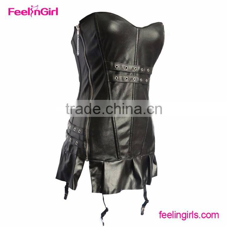 2016 Wholesale Leather Overbust Asian Sexy Lingerie Corset