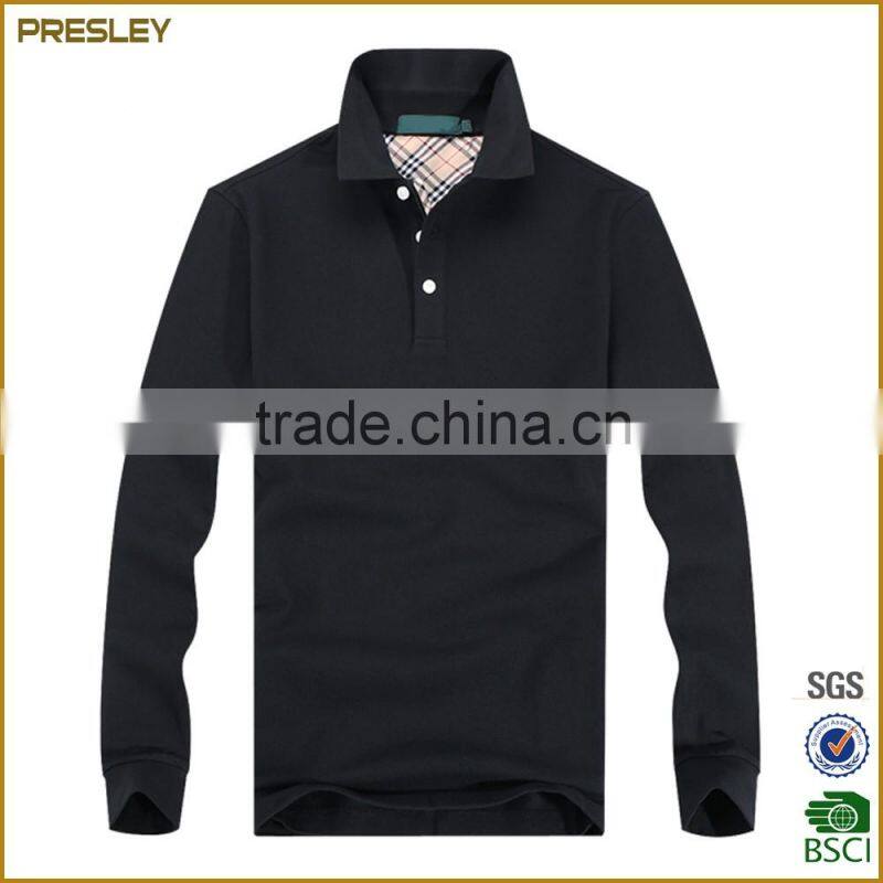 wholesale price black longsleeve men's Polo t shirts