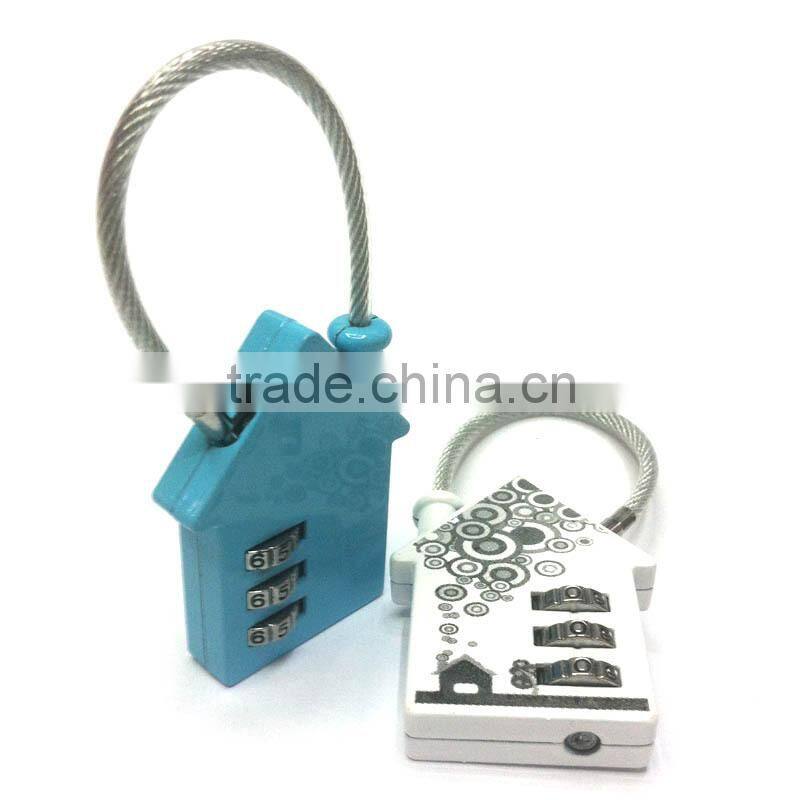 School Lovely Locker House Shaped Cable Combination Padlock