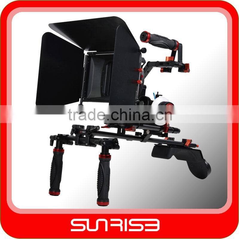 SUNRISE DSLR Shoulder Stabilizer Kit+ Matte Box+ C shape Handle+ Follow Focus for DSLR HDSLR