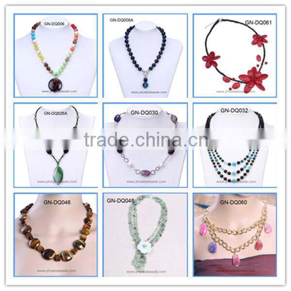 Wholesale Handmade Multi-layer Crystal Bead Fluorite Gemstone Chips Pearl Shell Flower Tassels Long Necklaces GN-DQ048
