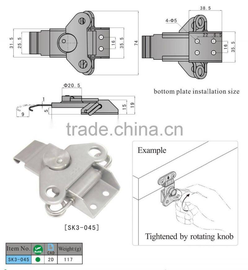 SK3-045 stainless steel butterfly toggle latch