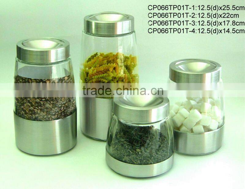 CP066TP07 round glass jar with metal casing