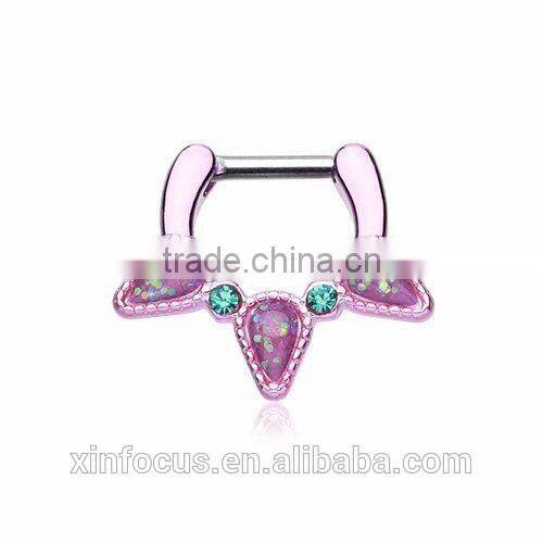 Opal Purple Sparkle Septum Ring