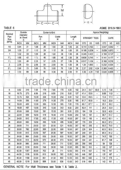 BUTT WELD PIPE FITTINGS A234 WPB ANSI B16.9